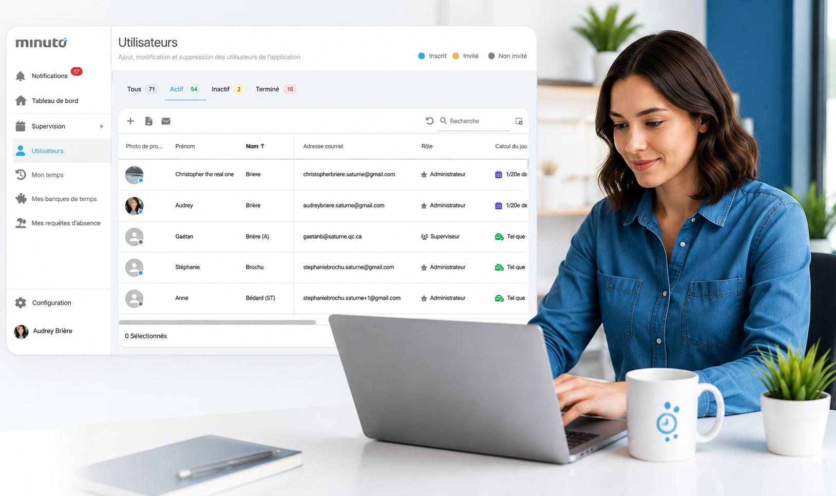 Gestion du personnel dans Minuto